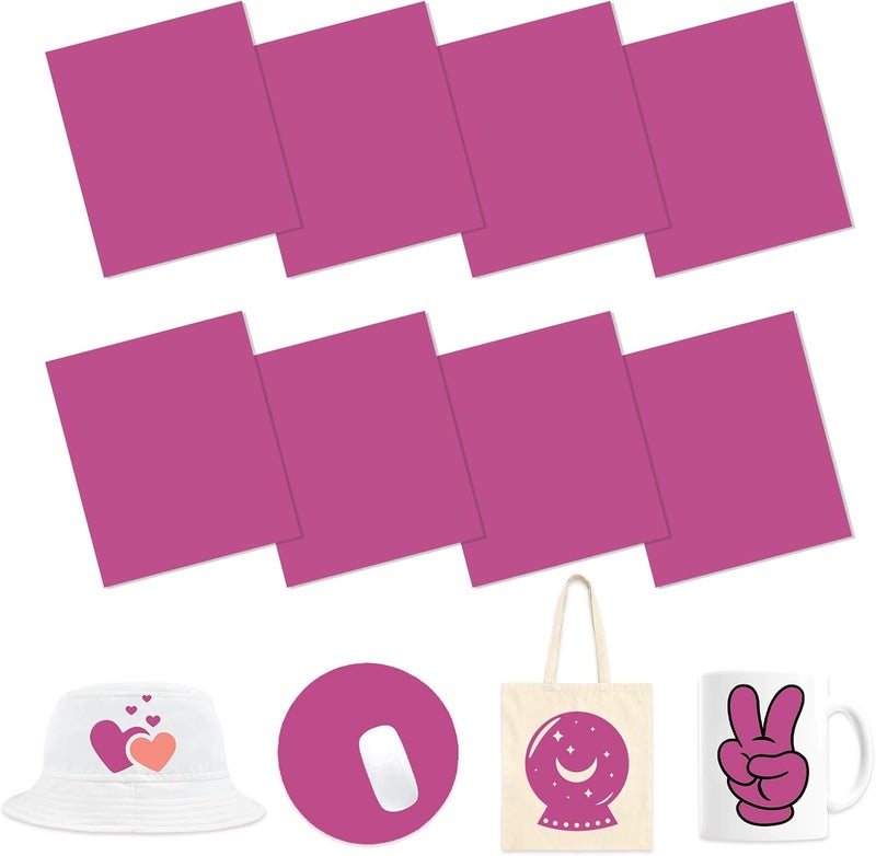 HTVSTD Pink Sublimation Ink Transfer Sheets 8 Sheets 12'' x 10''Rose Pink Sublimation Paper Transfer Sheets for Mugs Tumblers DIY Transfer Paper - Image 1